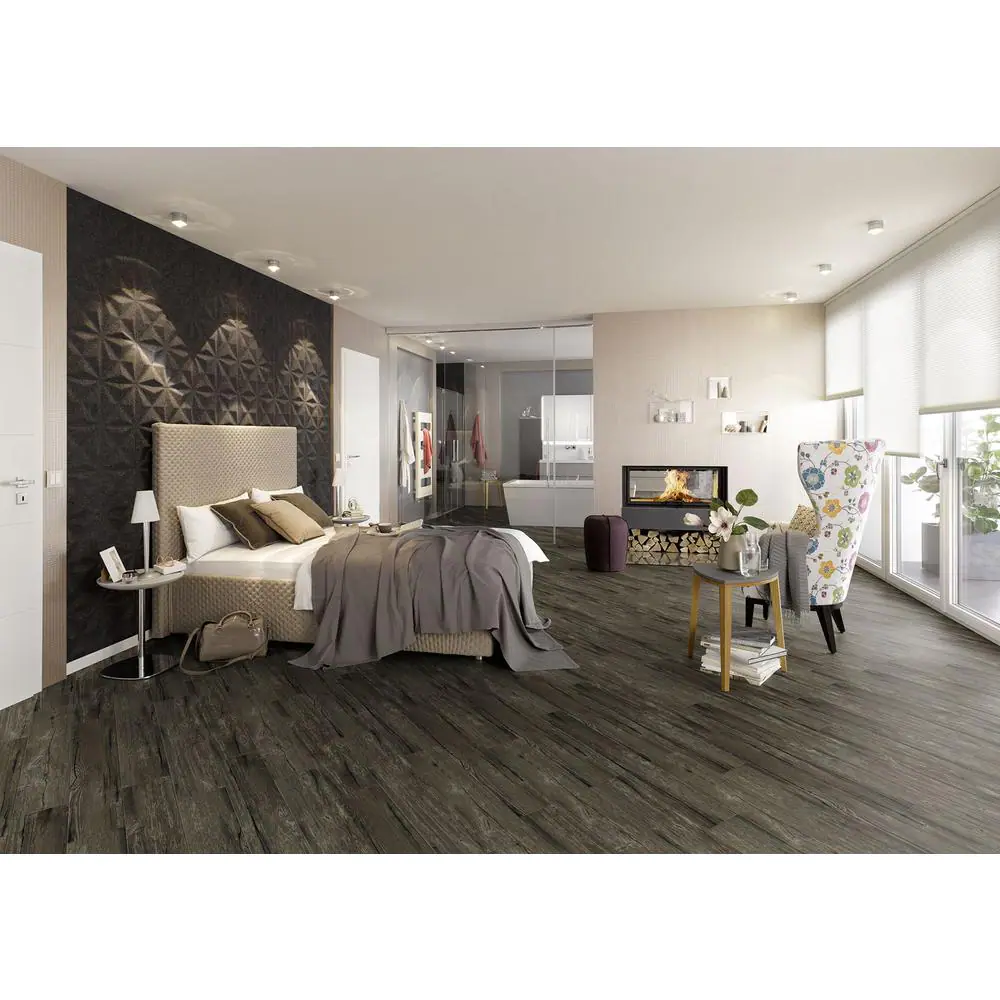TrafficMaster Walnut Ember Grey 4 MIL x 6 in. W x 36 in. L Peel and Stick Water Resistant Luxury Vinyl Plank Flooring (36 sqft/case)