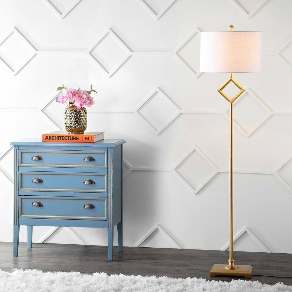JONATHAN Y Juno 62.5 in. Gold Leaf Metal LED Floor Lamp