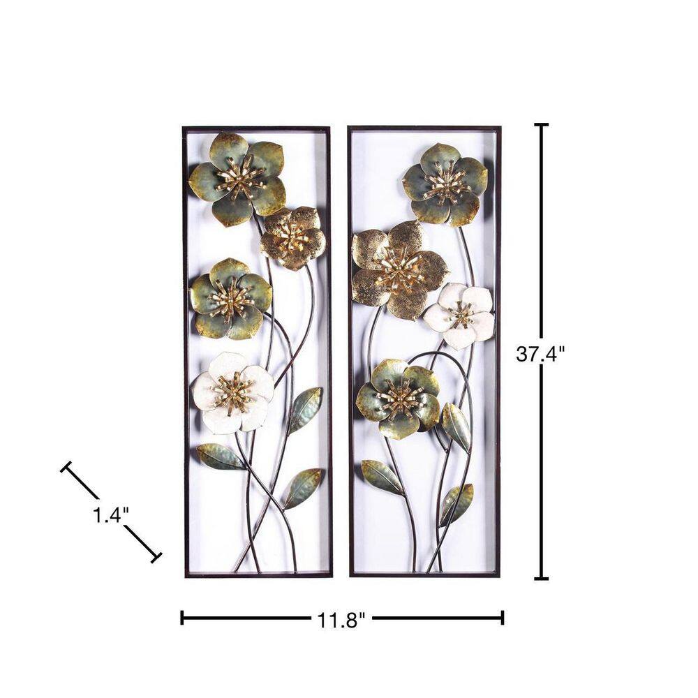 LuxenHome Metal Flowers Wall Decor (2-Pieces)