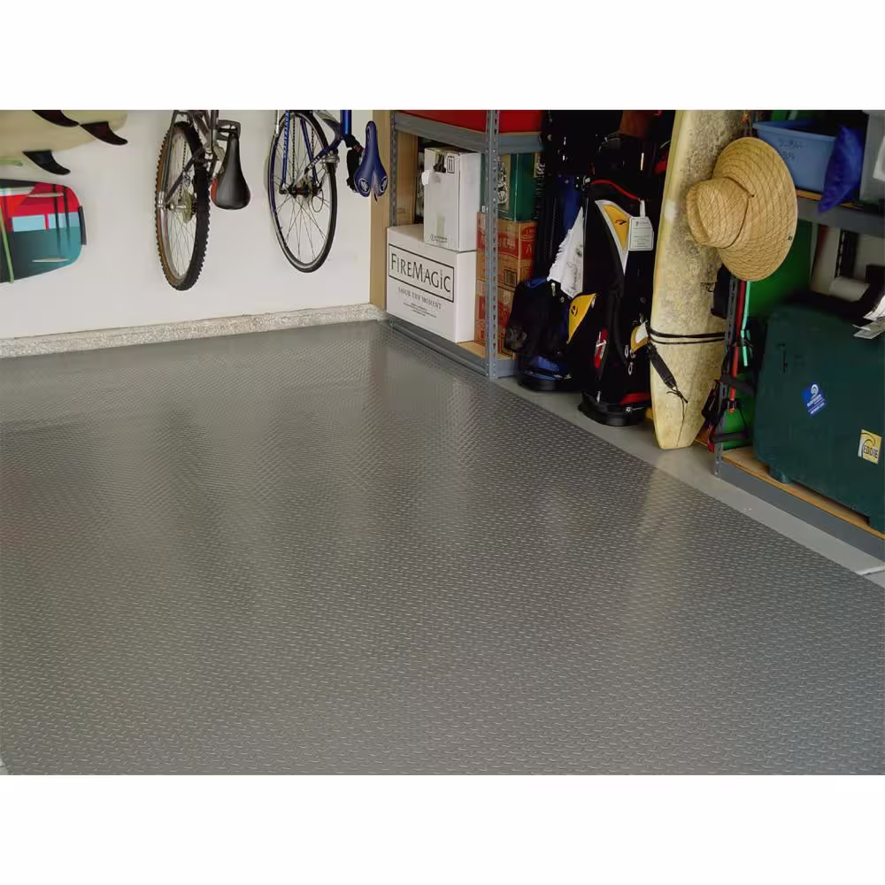 Diamond Deck 7.5 ft. x 17 ft. Pewter Textured PVC Standard Car Mat