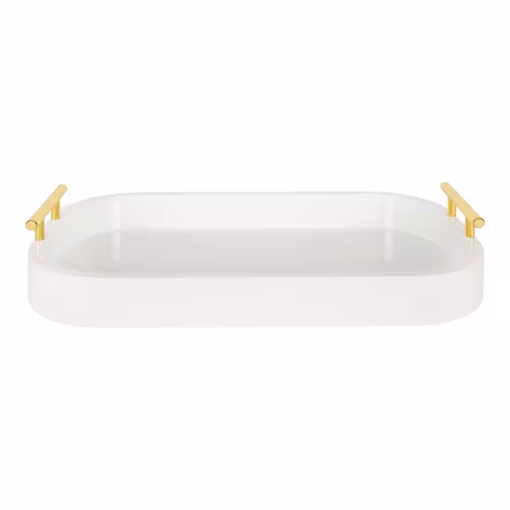 Kate and Laurel Lipton 18 in. x 3 in. x 10 in. White Decorative Rectangle Tray