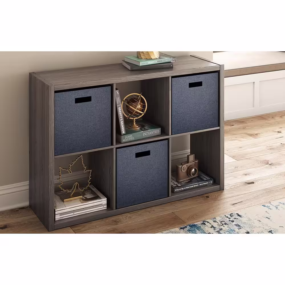 ClosetMaid 30 in. H x 43.82 in. W x 13.50 in. D Graphite Gray Wood Large 6- Cube Organizer