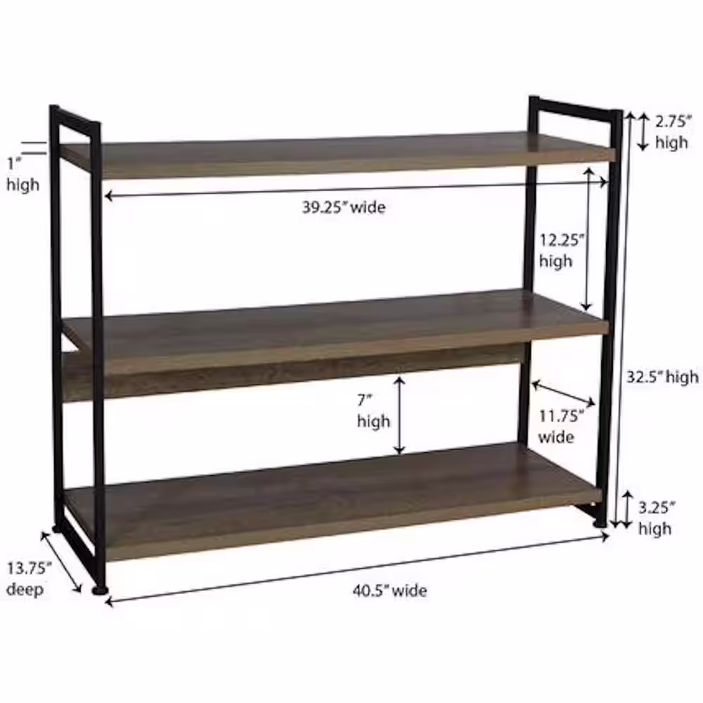 HOUSEHOLD ESSENTIALS Gray 3-Tier Metal Shelving Unit (42 in. W x 35 in. H x 14 in. D)