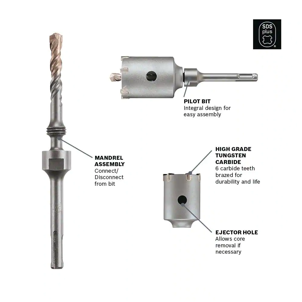 Bosch 1-1/2 in. SDS-Plus Extension for SPEEDCORE Thin-Wall Core Bit