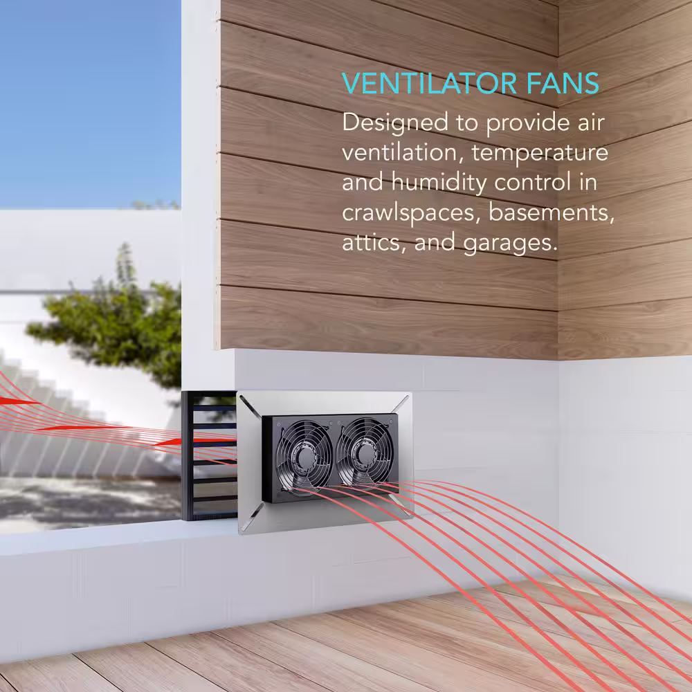 AC Infinity Airtitan T3 120 CFM Indoor Wall Mount Crawlspace Basement Ventilator Exhaust Fan Temperature and Dehumidistat Controller