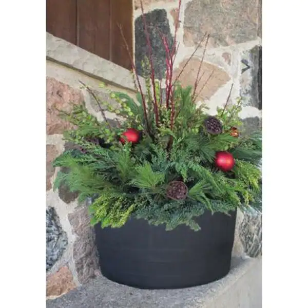 RTS Home Accents 24 in. Dia x 14 in. H Black Plastic Half Barrel