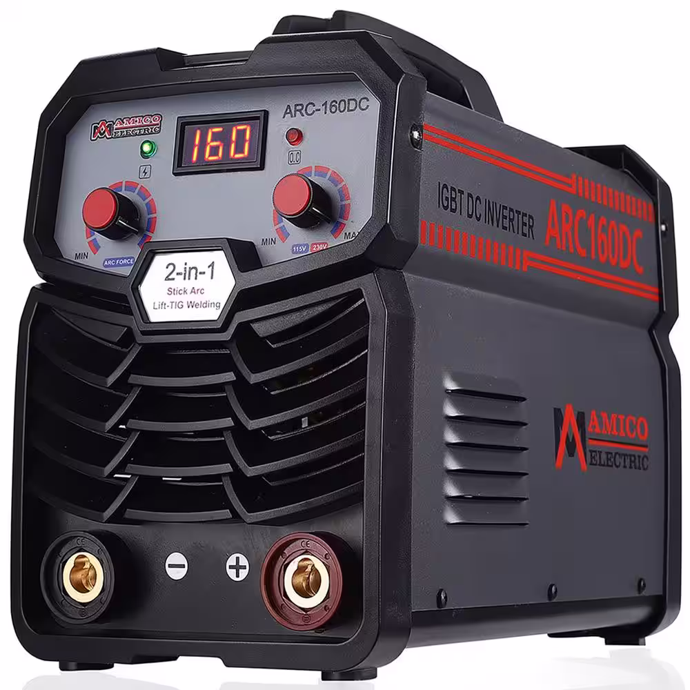 AMICO POWER ARC-160DC, 160 Amp Stick Arc Lift-TIG Inverter Welder, 80% Duty Cycle, 100-250V Wide Voltage, Compatible all Electrodes