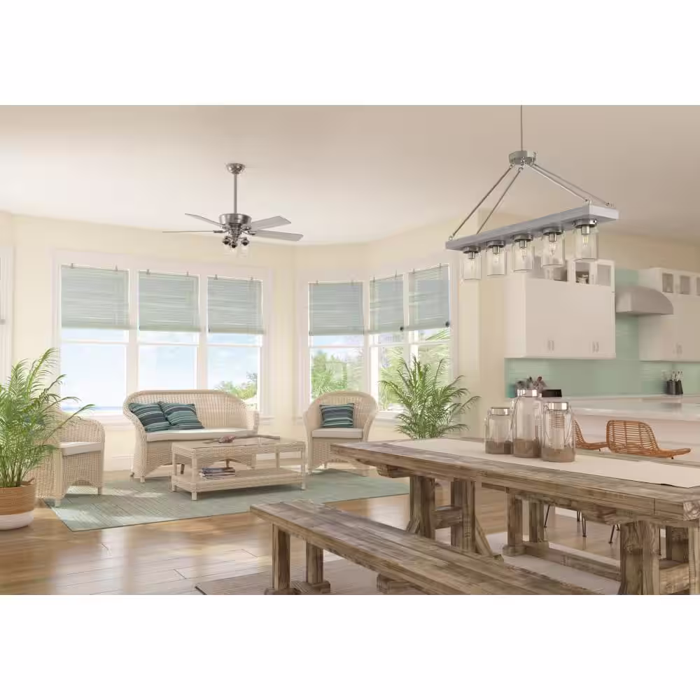 Hunter Devon Park 52 in. LED Indoor Brushed Nickel Ceiling Fan with Light and Remote Control