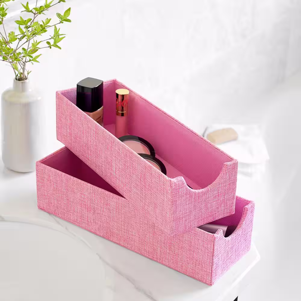 HOUSEHOLD ESSENTIALS 2PC Carnation Linen 4 in. Drawer Organizers