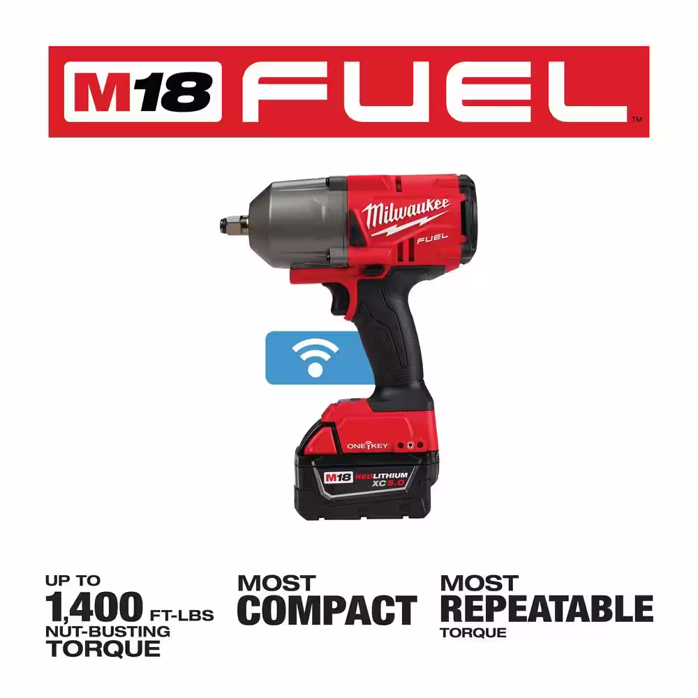 Milwaukee M18 FUEL 18V Lithium-Ion Brushless Cordless Impact Wrench Combo Kit (3-Tool) with (2) 5.0 Batteries