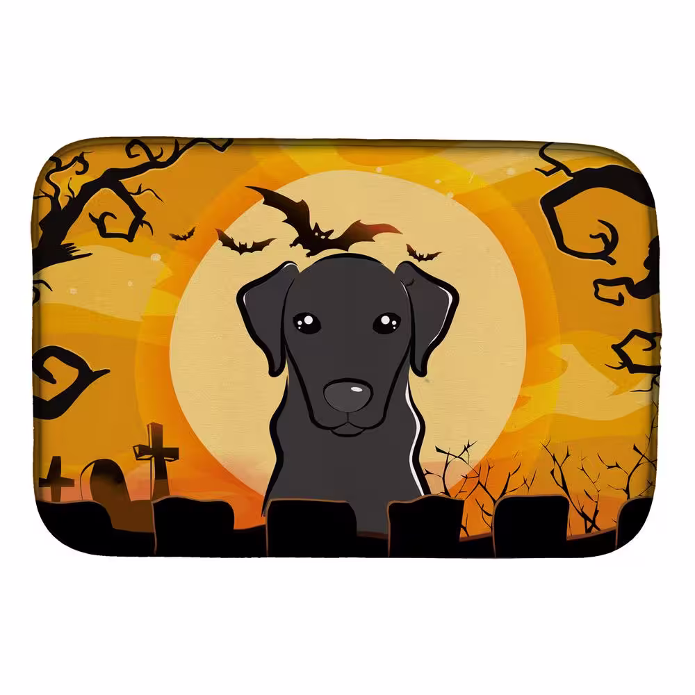 Caroline's Treasures 14 in. x 21 in. Multicolor Halloween Black Labrador Dish Drying Mat