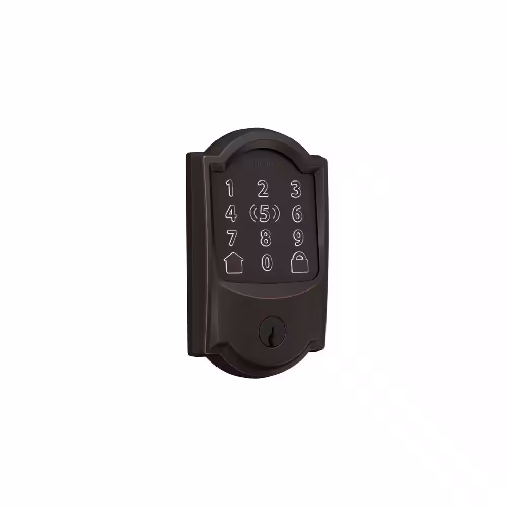 Schlage Camelot Aged Bronze Electronic Encode Plus Smart WiFi Deadbolt with Alarm