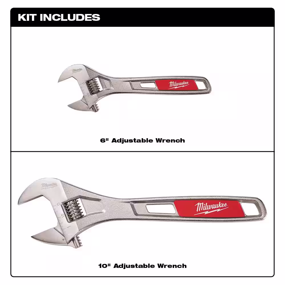 Milwaukee 6 in. and 10 in. Adjustable Wrench with 10 in. Smooth Jaw Plier (3-Pieces)