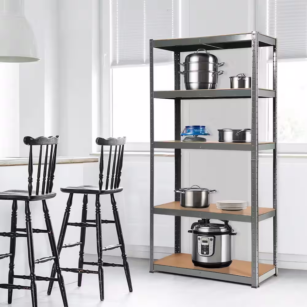 Costway 2-Pieces Gray 5-Tier Heavy Duty Steel Garage Storage Shelving Unit Adjustable 36 in. x 72 in. x 16 in.