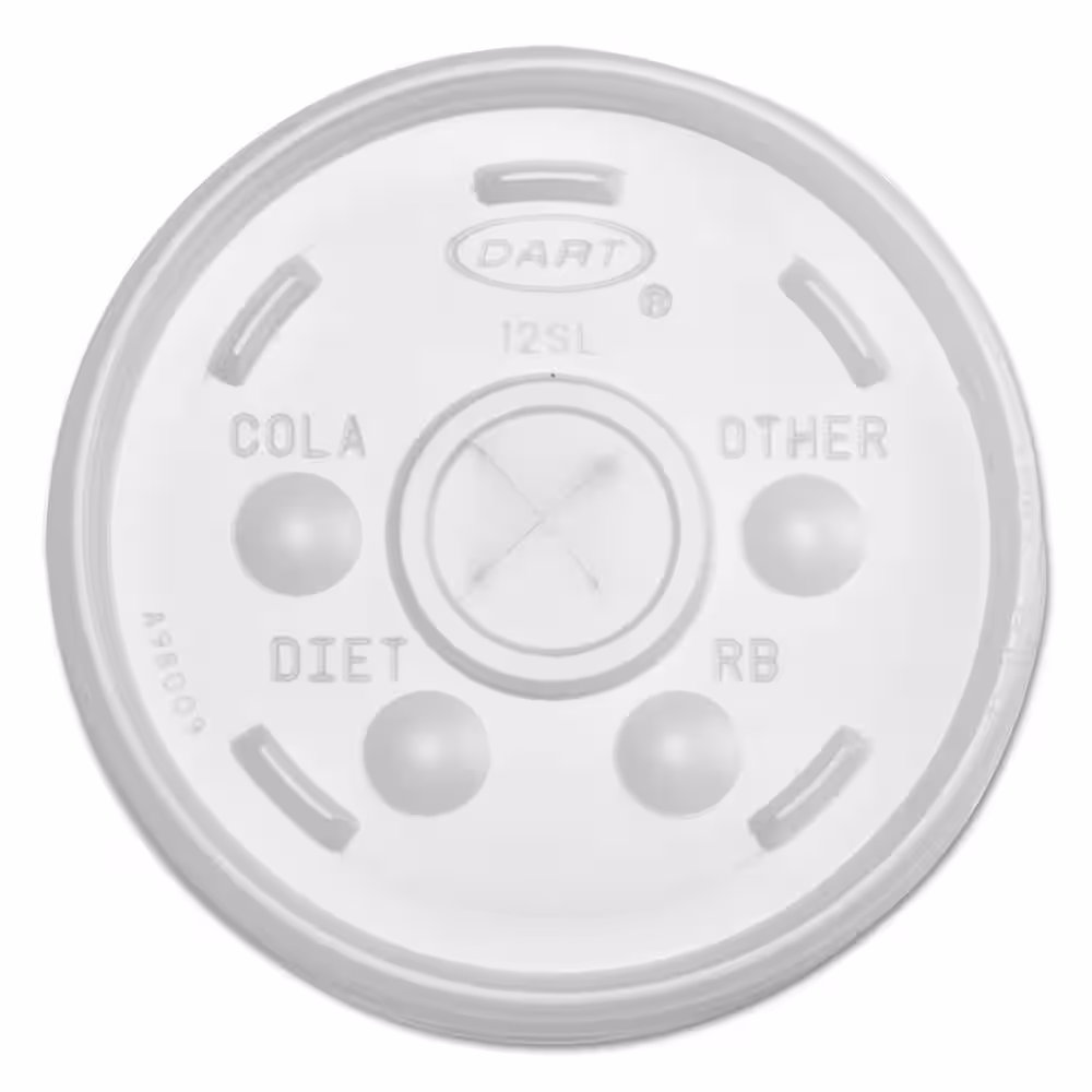 DART Translucent Plastic Lids for Foam Cups, Bowls and Containers, Flat with Straw Slot, Fits 6-14 oz. (1000-Pack)