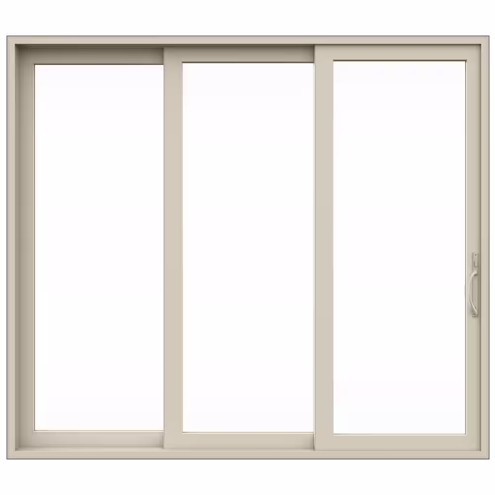 JELD-WEN V4500 Multi-Slide 105 in. x 96 in. Left-Hand Low-E Desert Sand Vinyl 3-Panel Prehung Patio Door