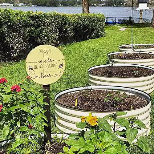 vego garden 17 in. Tall x 42 in. Round Pearl White Metal Round Raised Garden Bed Kit