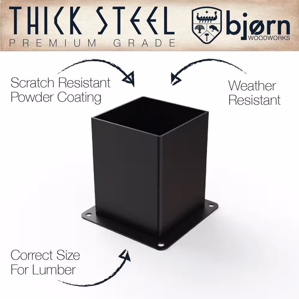 Bjorn Woodworks 4 in. x 4 in. Powder Coated Steel Pergola Boot Bracket
