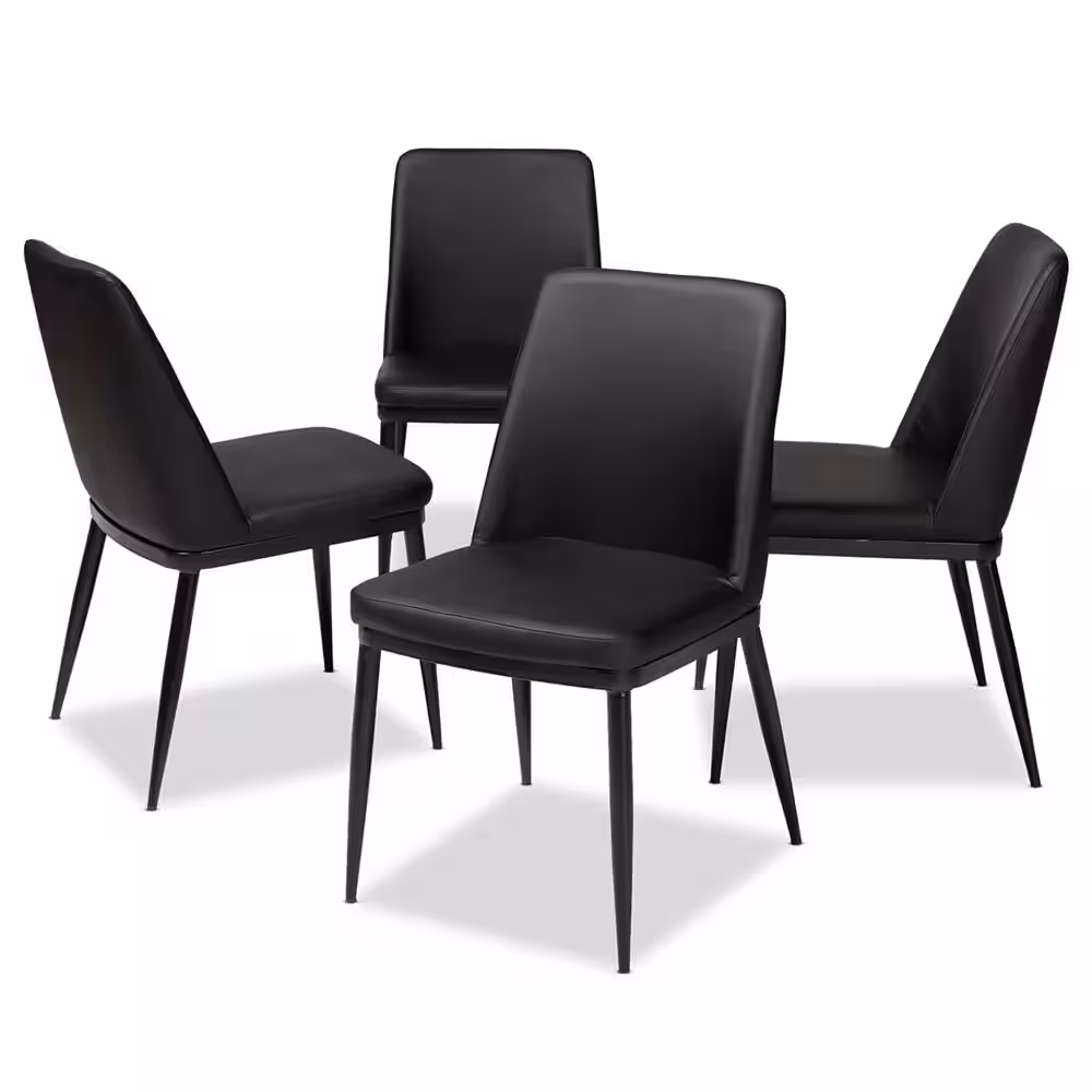 Baxton Studio Darcell Black Faux Leather Upholstered Dining Chair (Set of 4)