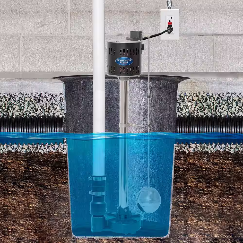 Superior Pump 1/2 HP Cast Iron/SSTL Pedestal Sump Pump