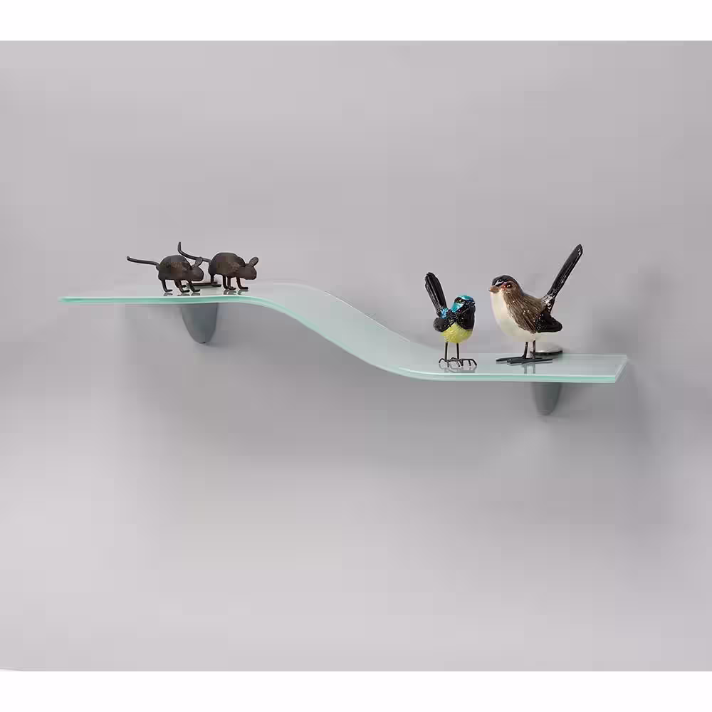 Home Decorators Collection 6 in. x 18 in. Opaque Mini Wave Glass Shelf