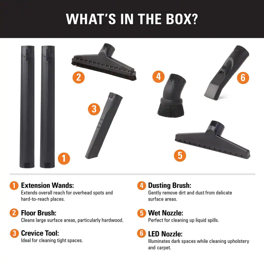 RIDGID 2-1/2 in. DIY Shop Vac Attachment Kit with 7 Vac Parts for RIDGID Wet/Dry Shop Vacuums