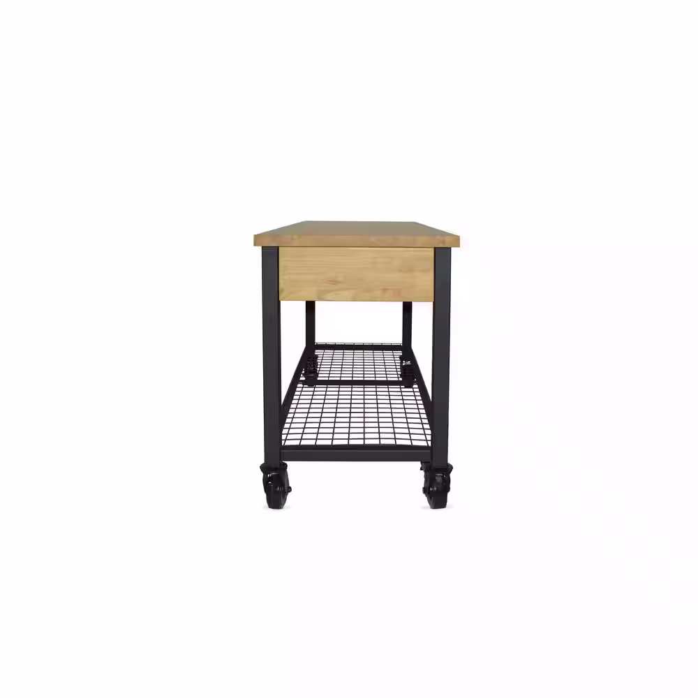 DURAMAX Rove 62 in. x 24 in. 3-Drawer Maple Rubberwood Mobile Workbench with Solid Wood Top