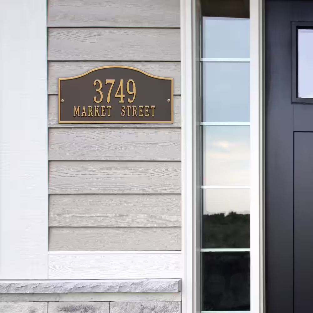 Whitehall Products Rolling Hills Rectangular Bronze/Gold Standard Wall 2-Line Address Plaque