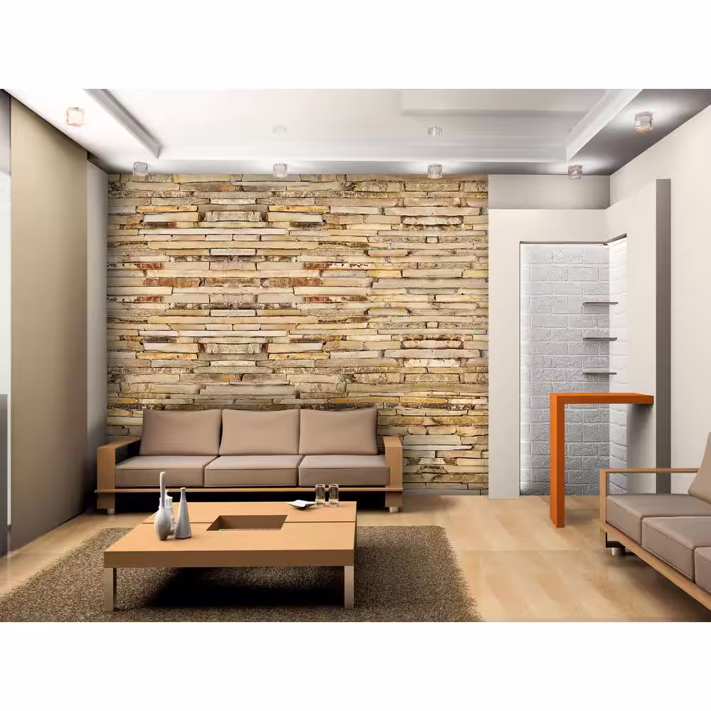 Dundee Deco Light Brown Yellow Brick Stone Non-Woven Wall Mural