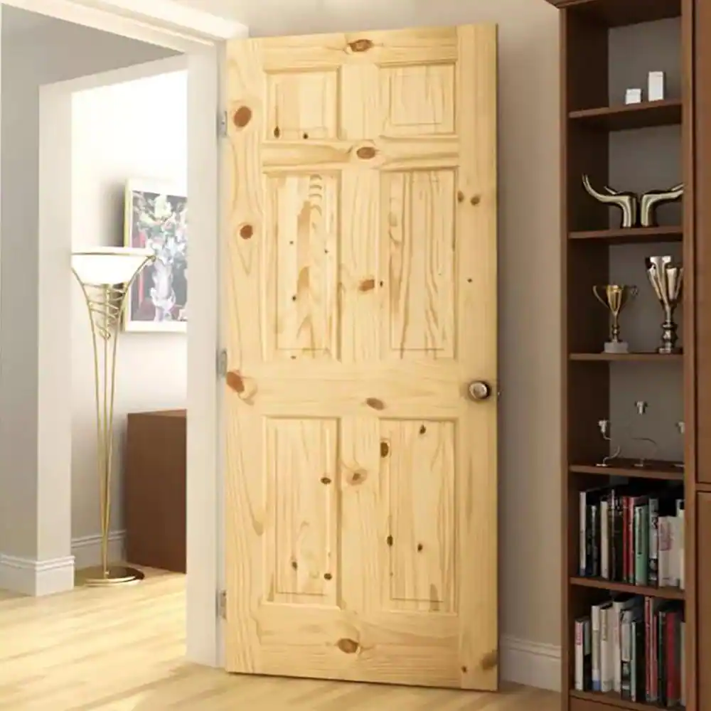 Kimberly Bay 18 in. x 80 in. x 1.375 in. 3-Panel Colonial Double Hip Knotty Wood Interior Door Slab