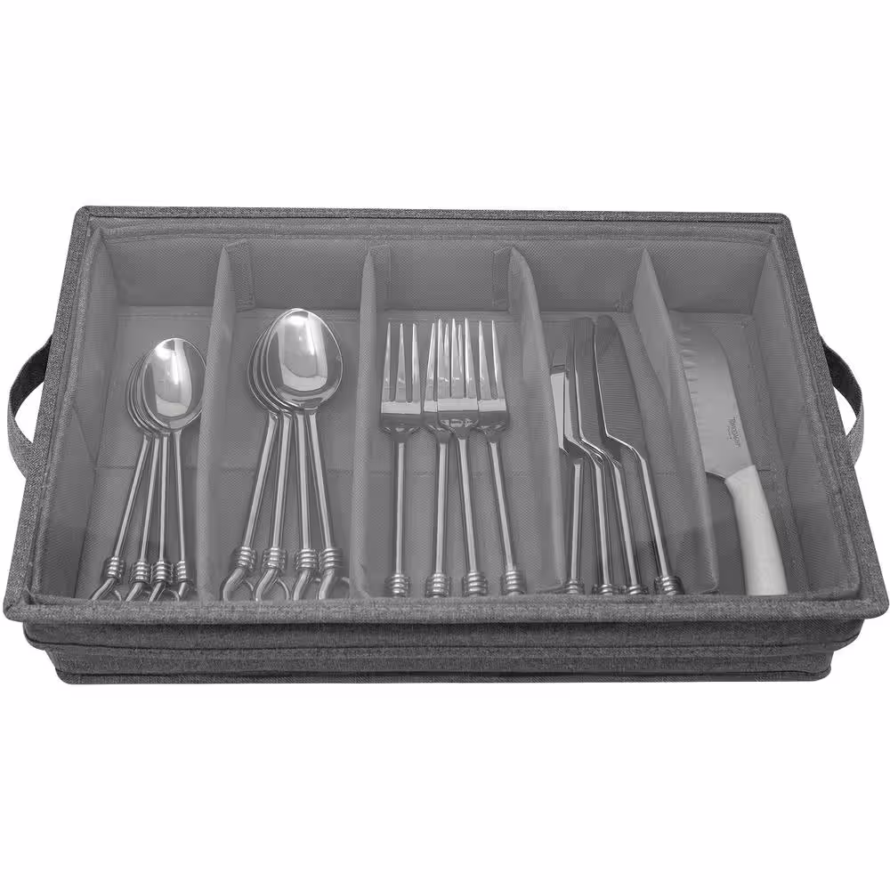 Sorbus 3 in. H x 11.25 in. W x 16.75 in. D Polyester Padded exterior Gray Plastic Flatware Organizer