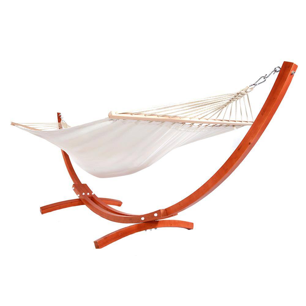 None 14 ft. Wooden Arc Hammock Stand Only in Yellow Amber