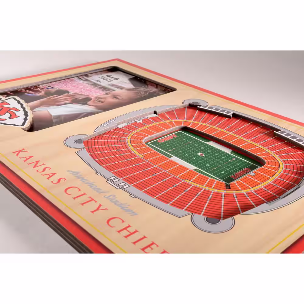 YouTheFan NFL Kansas City Chiefs Team Colored 3D StadiumView with 4 in. x 6 in. Picture Frame