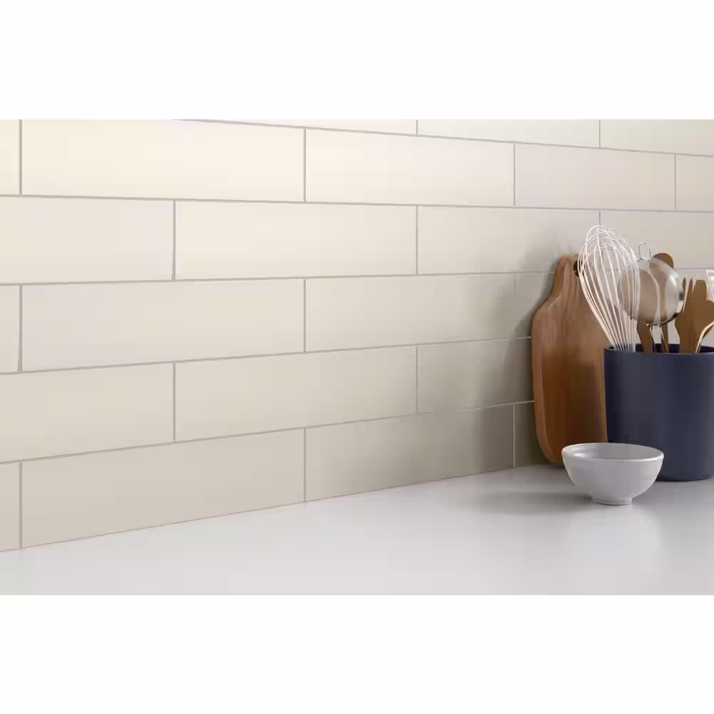 EMSER TILE Catch Ivory 3.94 in. x 15.75 in. Matte Subway Ceramic Wall Tile (10.825 sq. ft./Case)