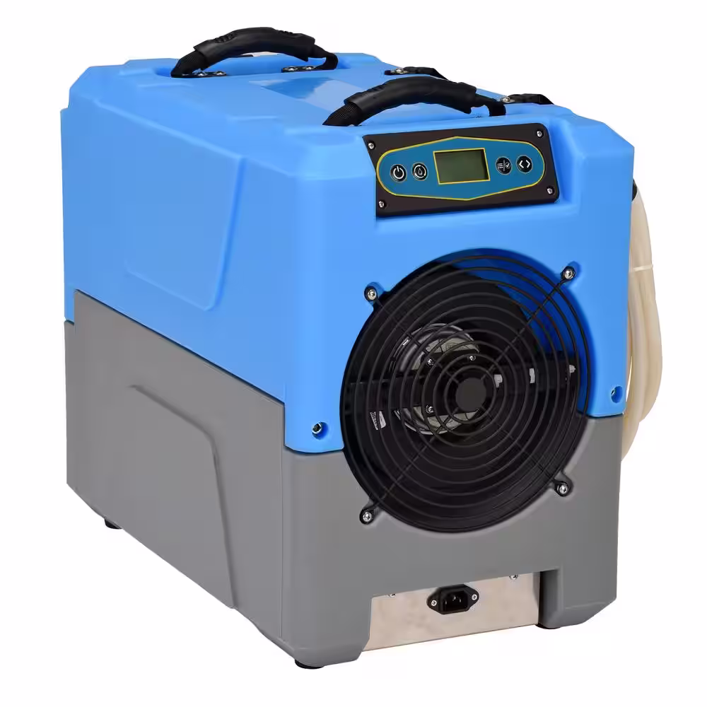 BlueDri 150-Pint Bucketless Low Grain Refrigerant (LGR) Compact Portable Commercial Dehumidifier for Water Damage Restoration