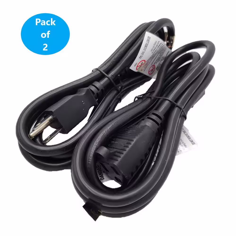 Micro Connectors, Inc 3 ft. 16/3 13 Amp UL Power Extension Cord, NEMA 5-15R to NEMA 5-15P (2-Pack)