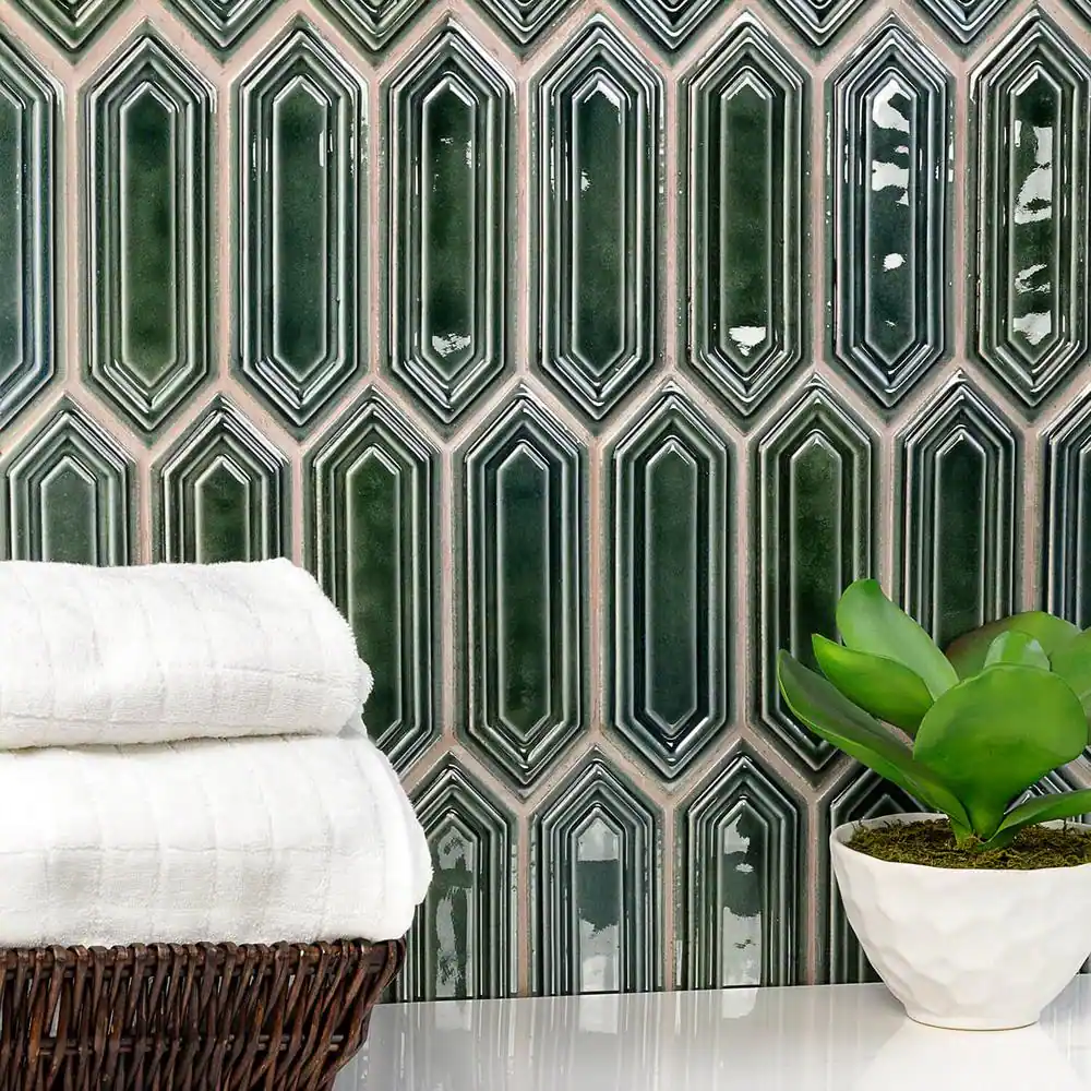 Ivy Hill Tile Delphi Hexagon Deep Emerald 9.5 in. x 15.5 in. Glazed Ceramic Mosaic Tile (1.02 sq. ft./Sheet)
