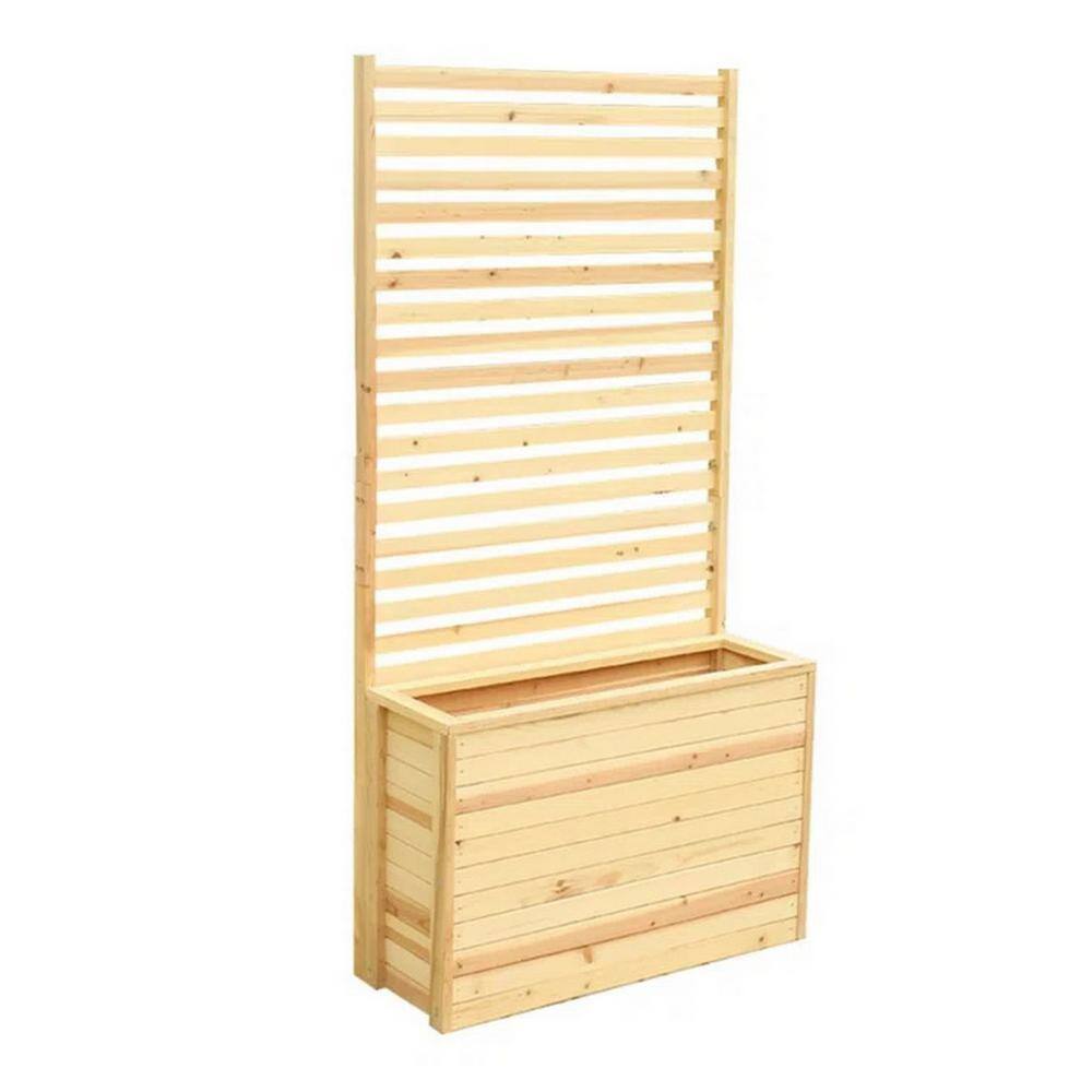 None 36 in. x 71 in. x 13 in. Solid Wood Garden Trellis with Planter Box for Plants and Flowers