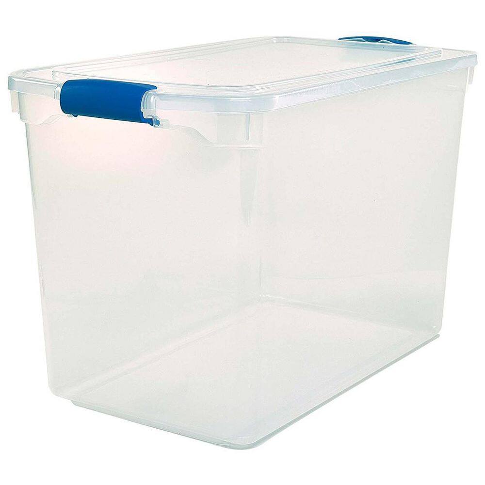 HOMZ 112 qt. Heavy Duty Modular Stackable Storage Containers, Clear, 4-Pack