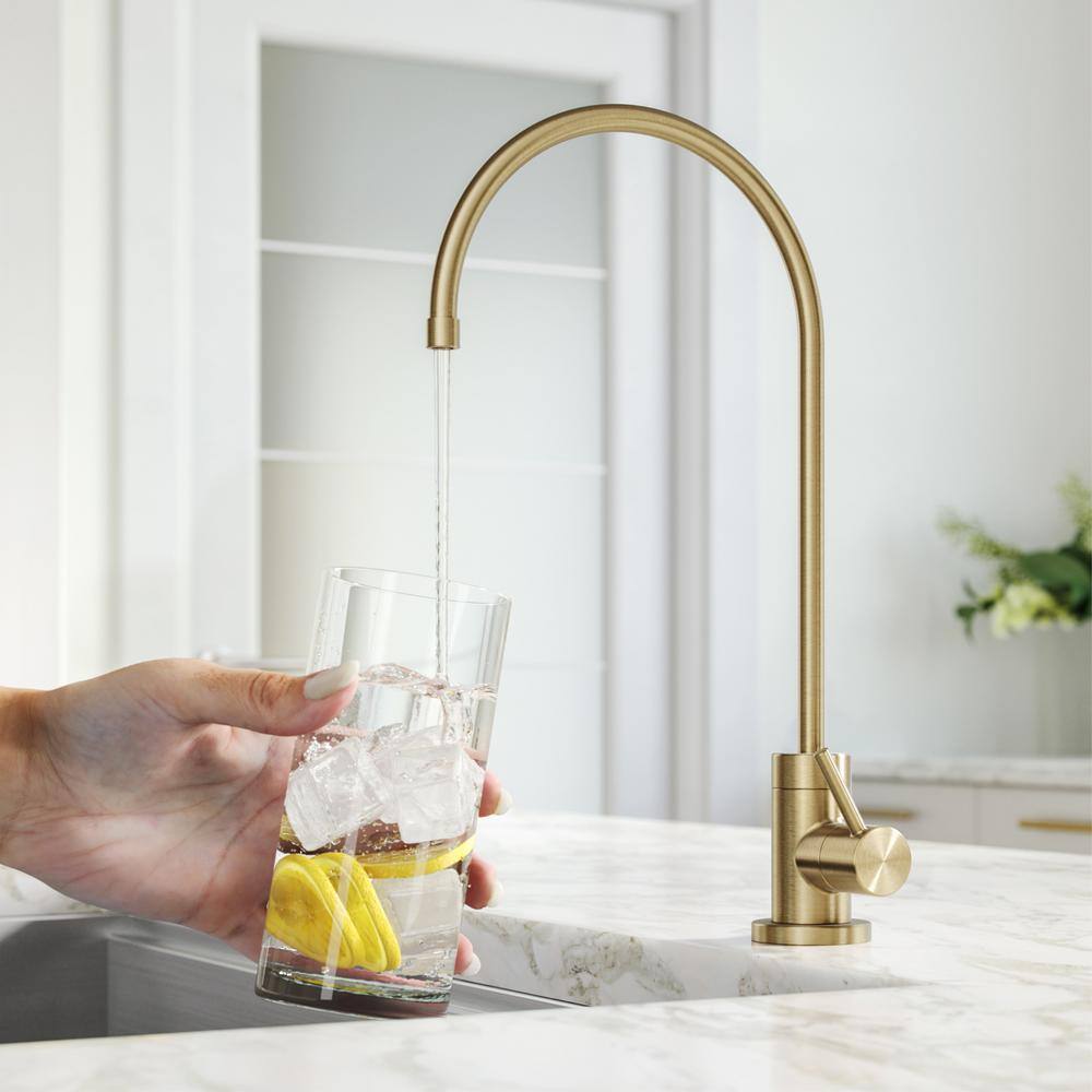 KRAUS Purita 2-Stage Under-Sink Filtration System with Single Handle Drinking Water Filter Faucet in Brushed Gold
