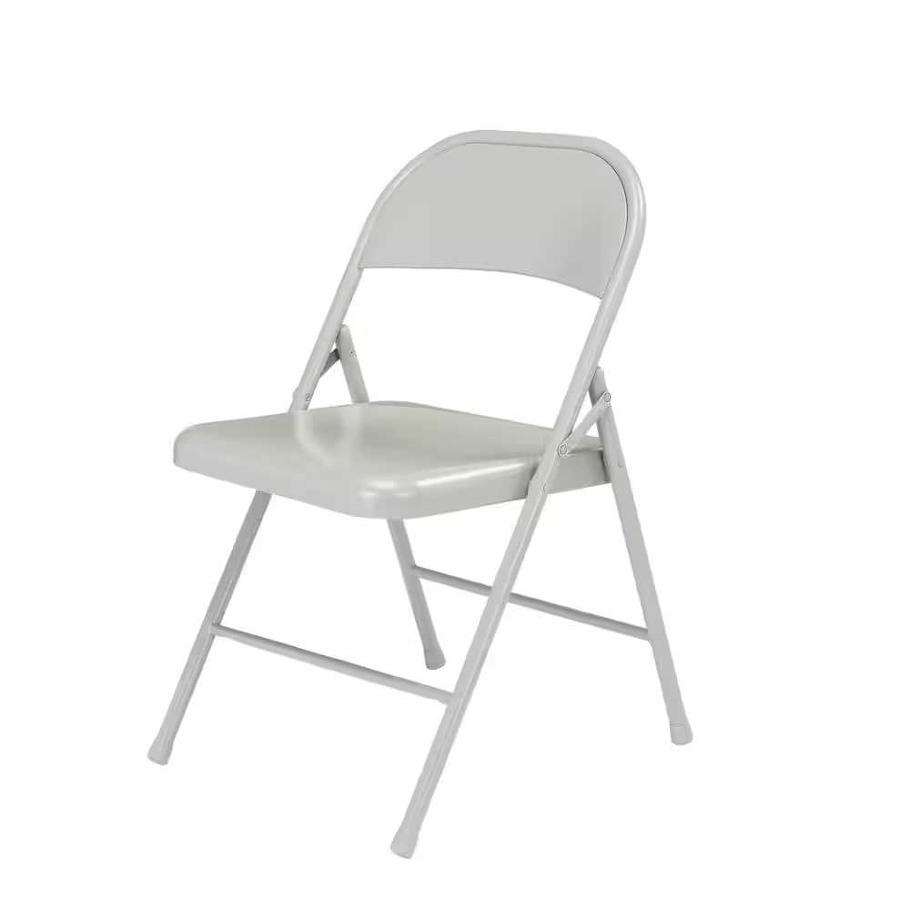 National Public Seating Grey Metal Stackable Folding Chair (Set of 4)