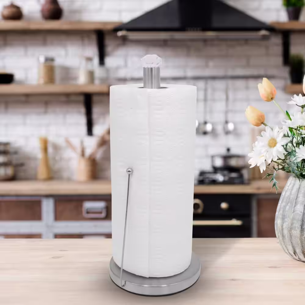 ExcelSteel Stainless Steel Paper Towel Holder w/Clear Crystal Top