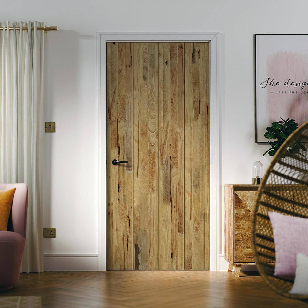 CALHOME 30 in. x 80 in. Hollow Core Weather Oak-Stained Solid Wood Interior Door Slab