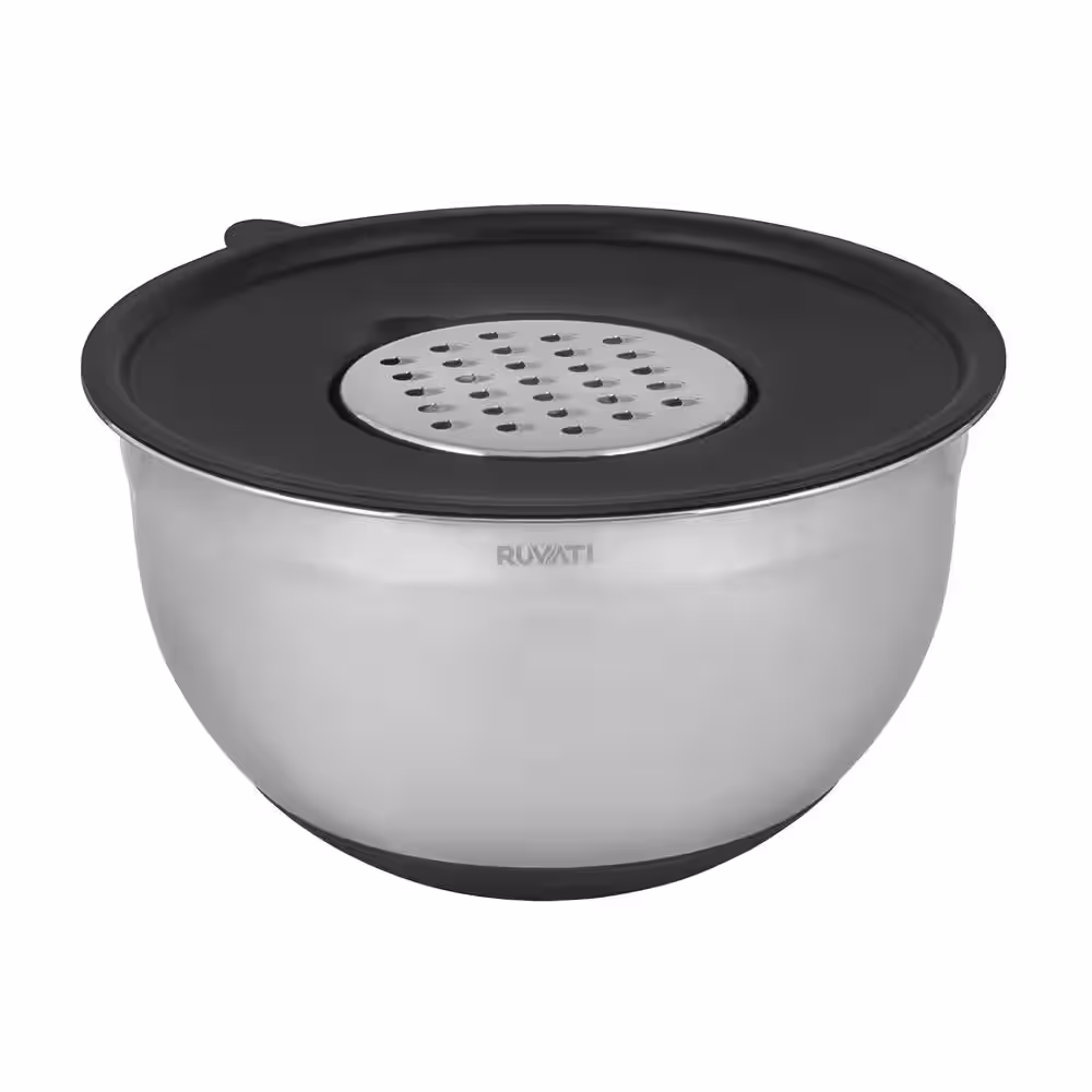 Ruvati Dual-Tier Wood Platform with 5 Qt. Mixing Bowl and Colander (Complete Set) for Workstation Sinks