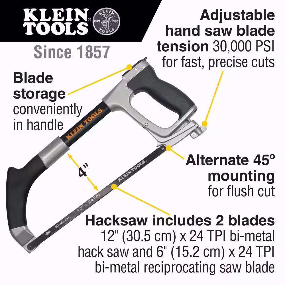 Klein Tools 12 in. Hack Saw with Aluminum Handle