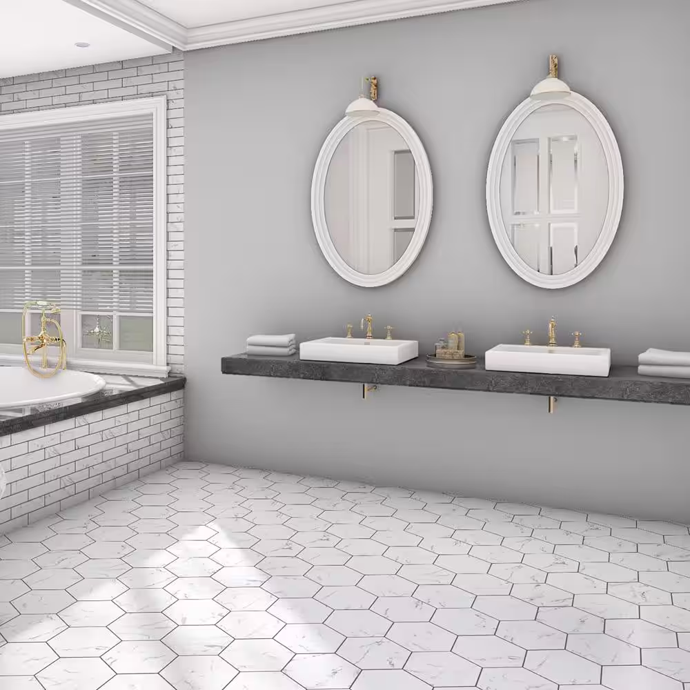 Merola Tile Timeless Calacatta Hex 8-5/8 in. x 9-7/8 in. Porcelain Floor and Wall Tile (11.5 sq. ft./Case)