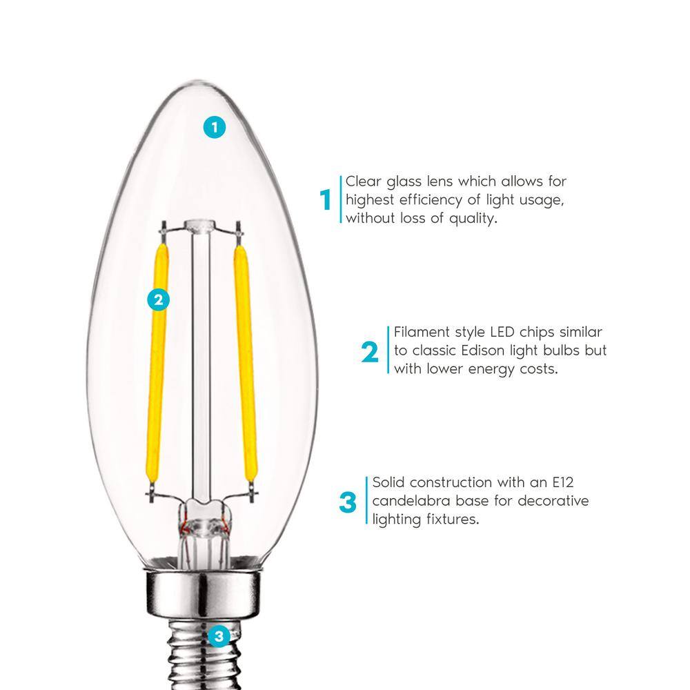 LUXRITE 40-Watt Equivalent B10 Dimmable LED Bulbs UL Listed 4000K Cool White (24-Pack)