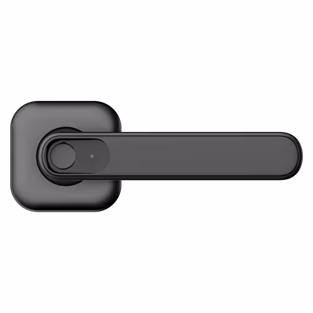 Defiant Matte Black Electronic Lever Door Lock with Biometric Fingerprint Deadbolt
