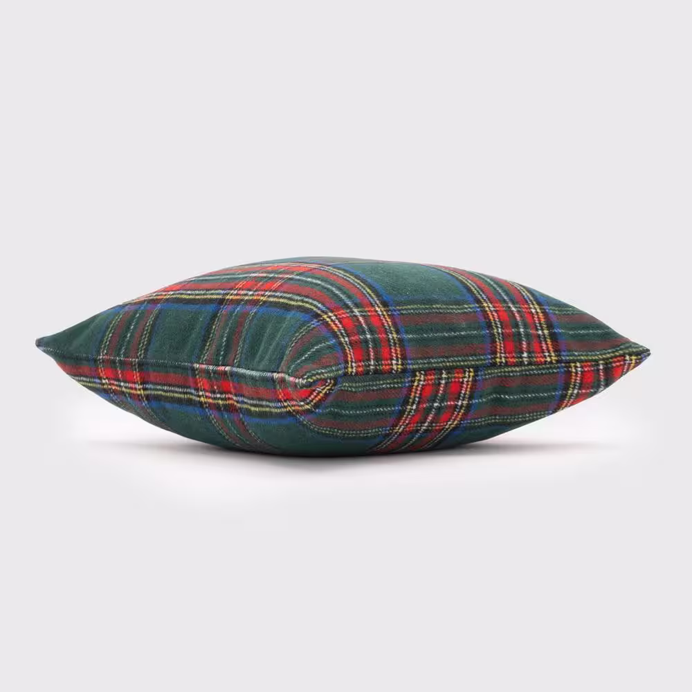 None Tartan Plaid Square 18 in. x 18 in. Pillow