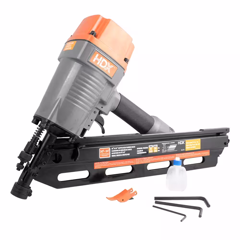 HDX 34Â° Corded Pneumatic Clipped Head Framing Nailer